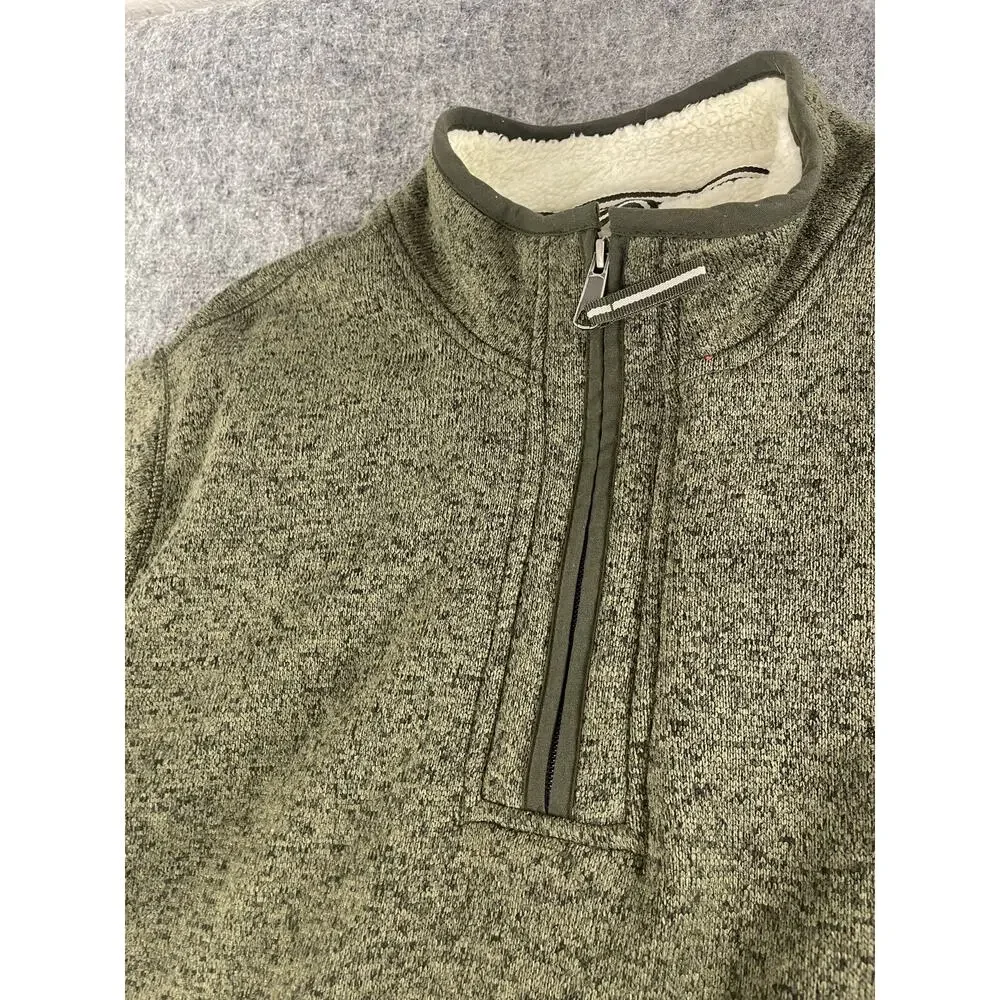 Orvis Sweater Mens Extra Large Green Sherpa Lined Jacket Quarter Zip N305